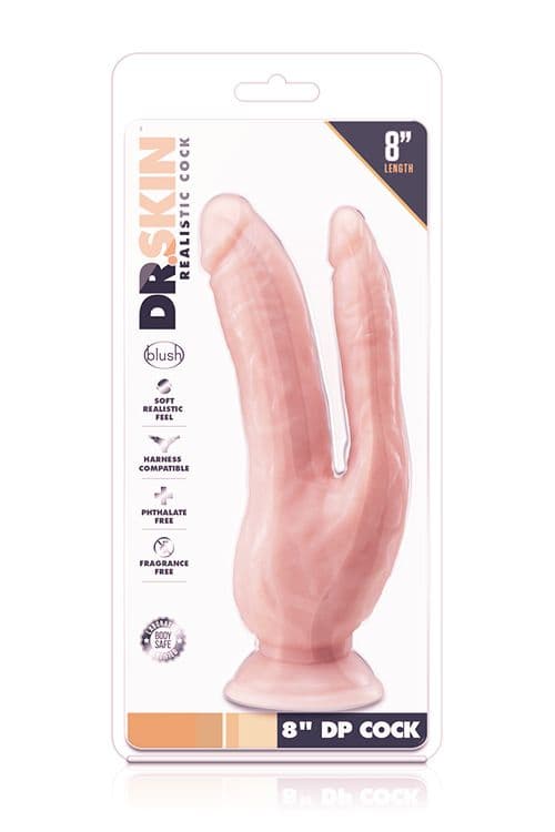 Телесный фаллоимитатор 8 Inch DP Cock - 20,32 см. — фото 4