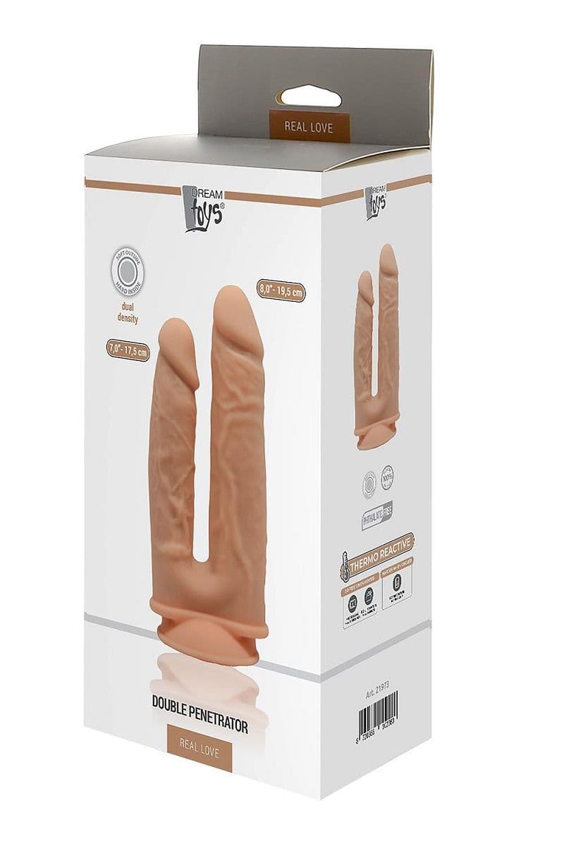 Телесный анально-вагинальный фаллоимитатор Double Penetrator - 19,5 см. — фото 9