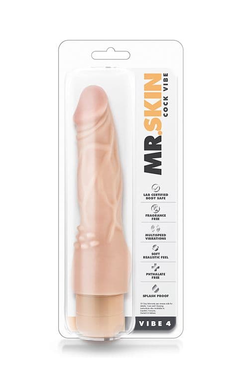 Телесный вибратор-реалистик с шипиками в основании Mr. Skin Cock Vibe 4 - 20,3 см. — фото 2